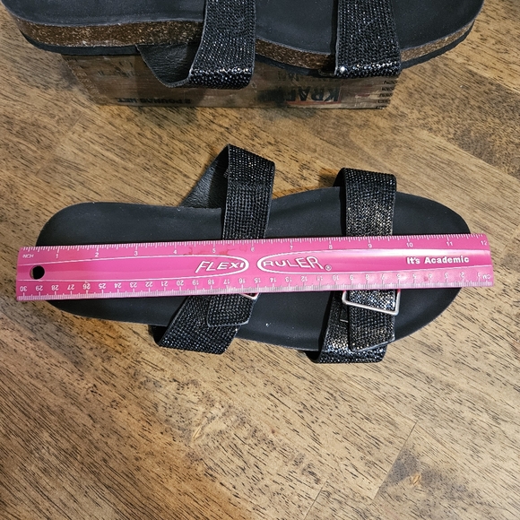 NWOT Torrid Sz 12 Black Glittery Strappy Slide Sandals with Buckles - Picture 7 of 9